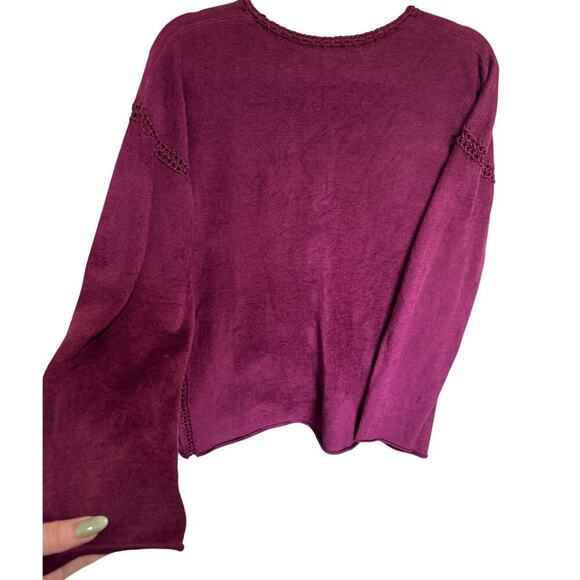 Johnny Was The Chenille Sweater Classic Whipstitch Pullover Burgundy Size Large - Picture 9 of 13